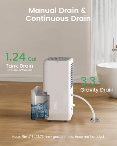 Waykar dehumidifier with drain hose connection for continuous operation