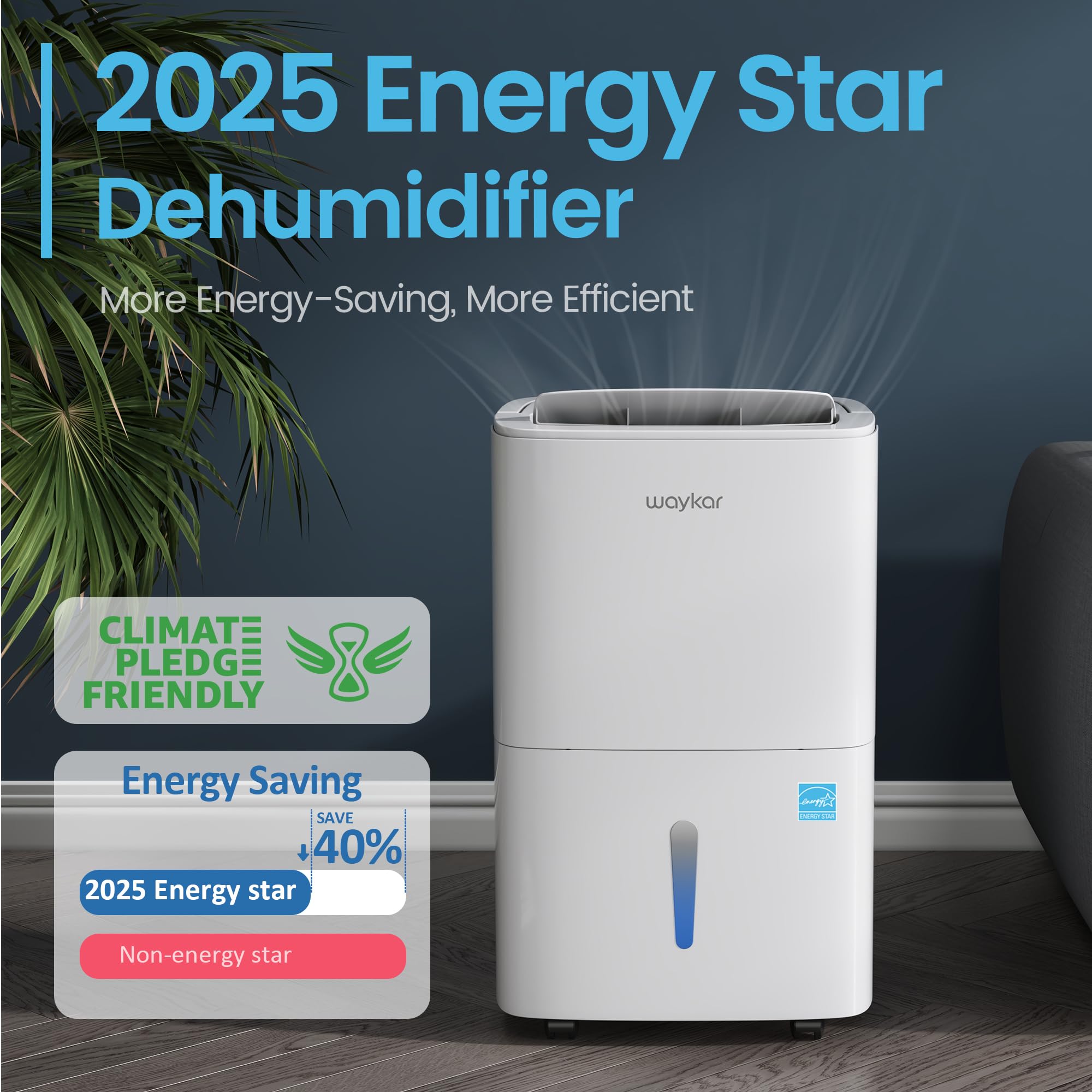 Waykar Max 80 Pint Dehumidifier auto defrost keeps coils clear in cool spaces