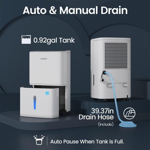 Waykar Max 80 Pint Dehumidifier four caster wheels for effortless mobility
