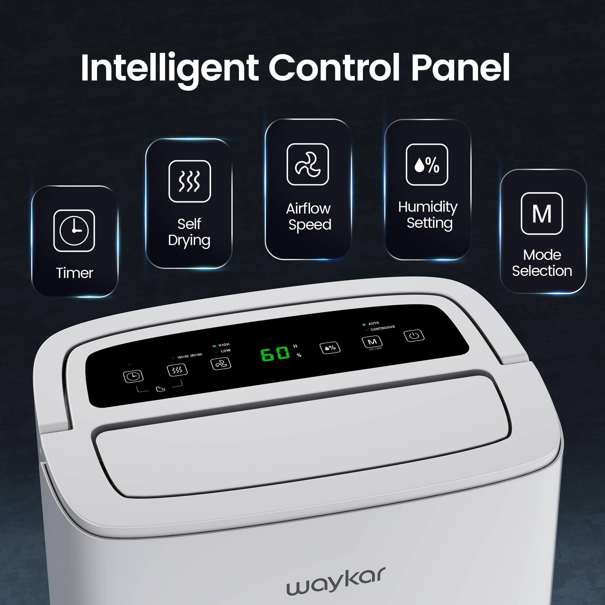 Waykar Max 80 Pint Dehumidifier self-drying after shutdown protects components