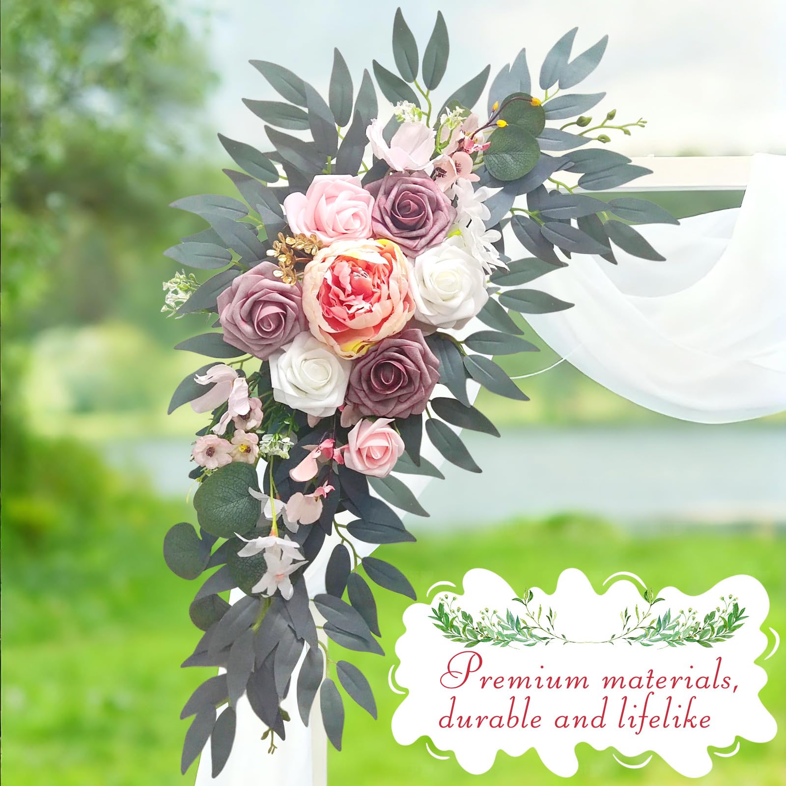WAYNHUI wedding arch flowers outdoor-friendly for garden or beach ceremonies.