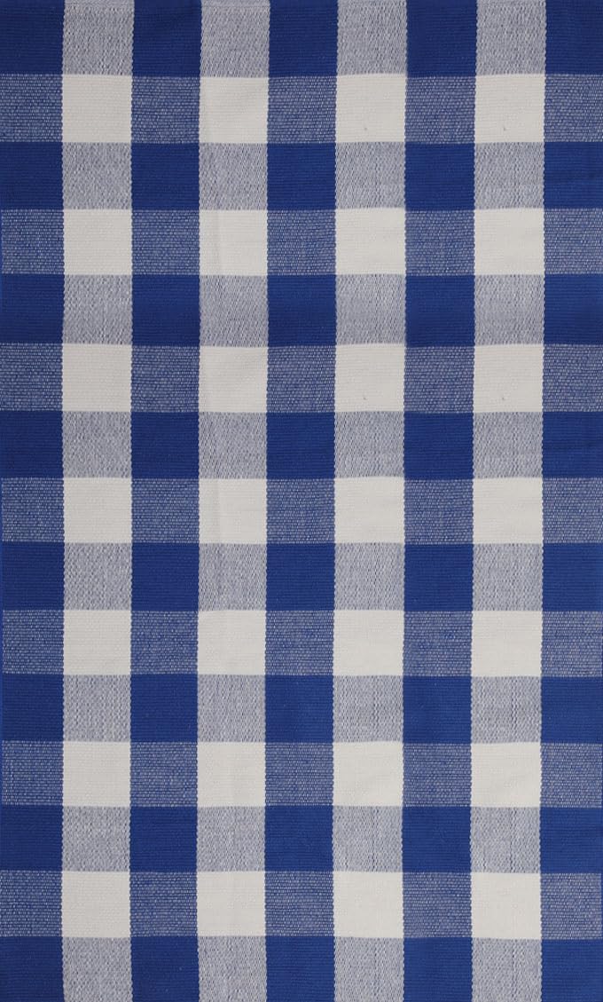WAYYE checkered indoor-outdoor rug for kitchen and laundry area.