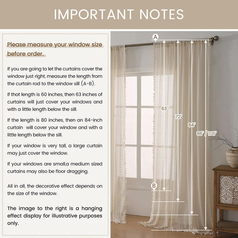 WAZZIO tassel accents on beige curtains enhance boho style and decor