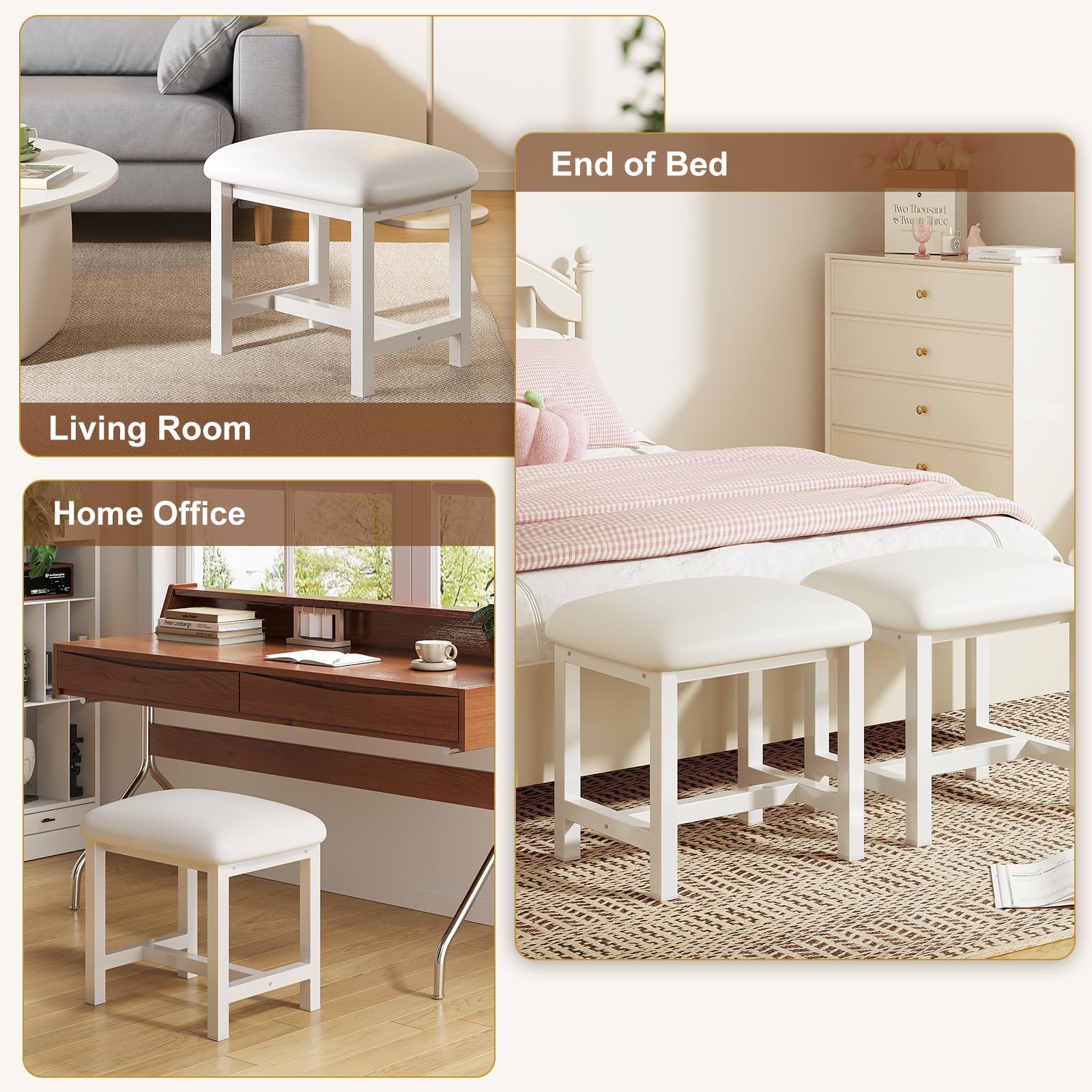 WBKATN compact stool suits bedrooms, bathrooms, and entryways.