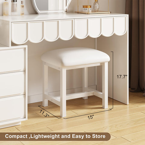 WBKATN leather cushioned seat delivers plush comfort during makeup routines.