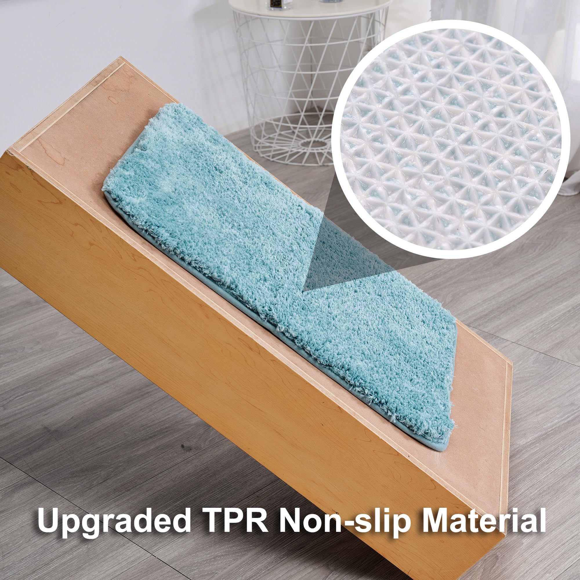WCBSTT rug with non-slip rubber bottom for secure bathroom placement