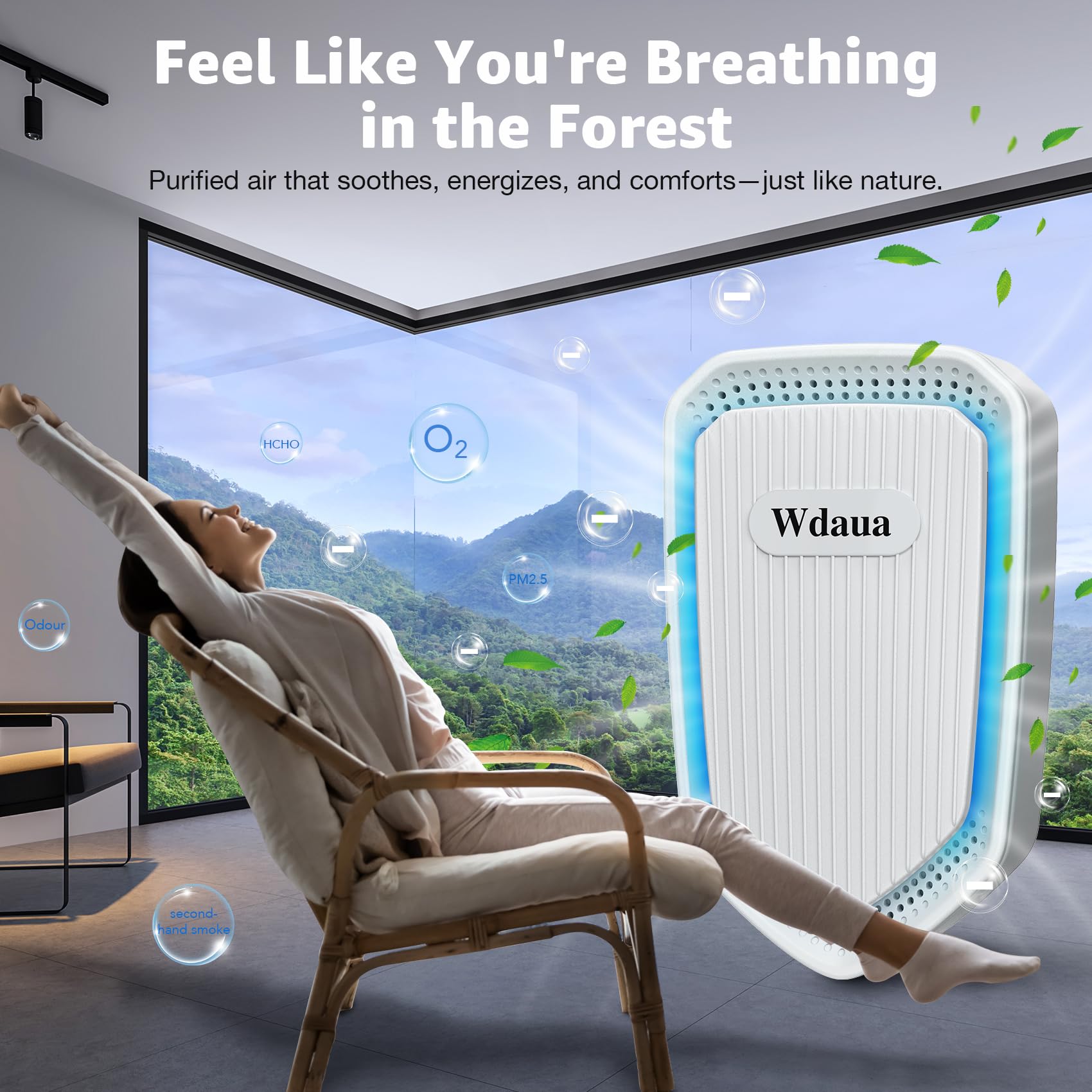Compact design fits neatly on shelves or desks for discreet air enhancement.