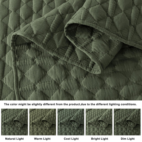 WDCOZY olive-green bedspread coverlet shown in olive-green color