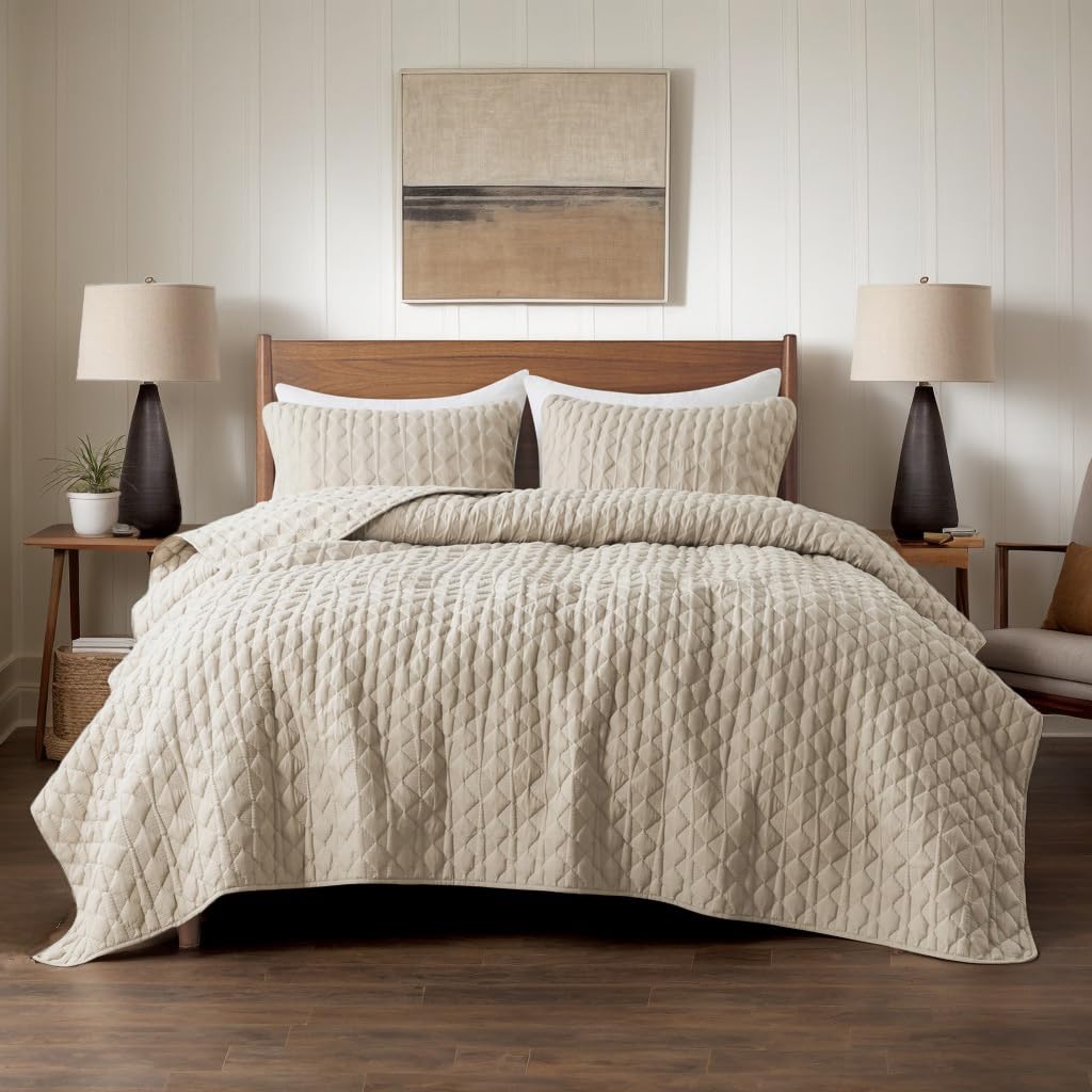 WDCOZY beige quilt pillow shams 20x26 complete the look.