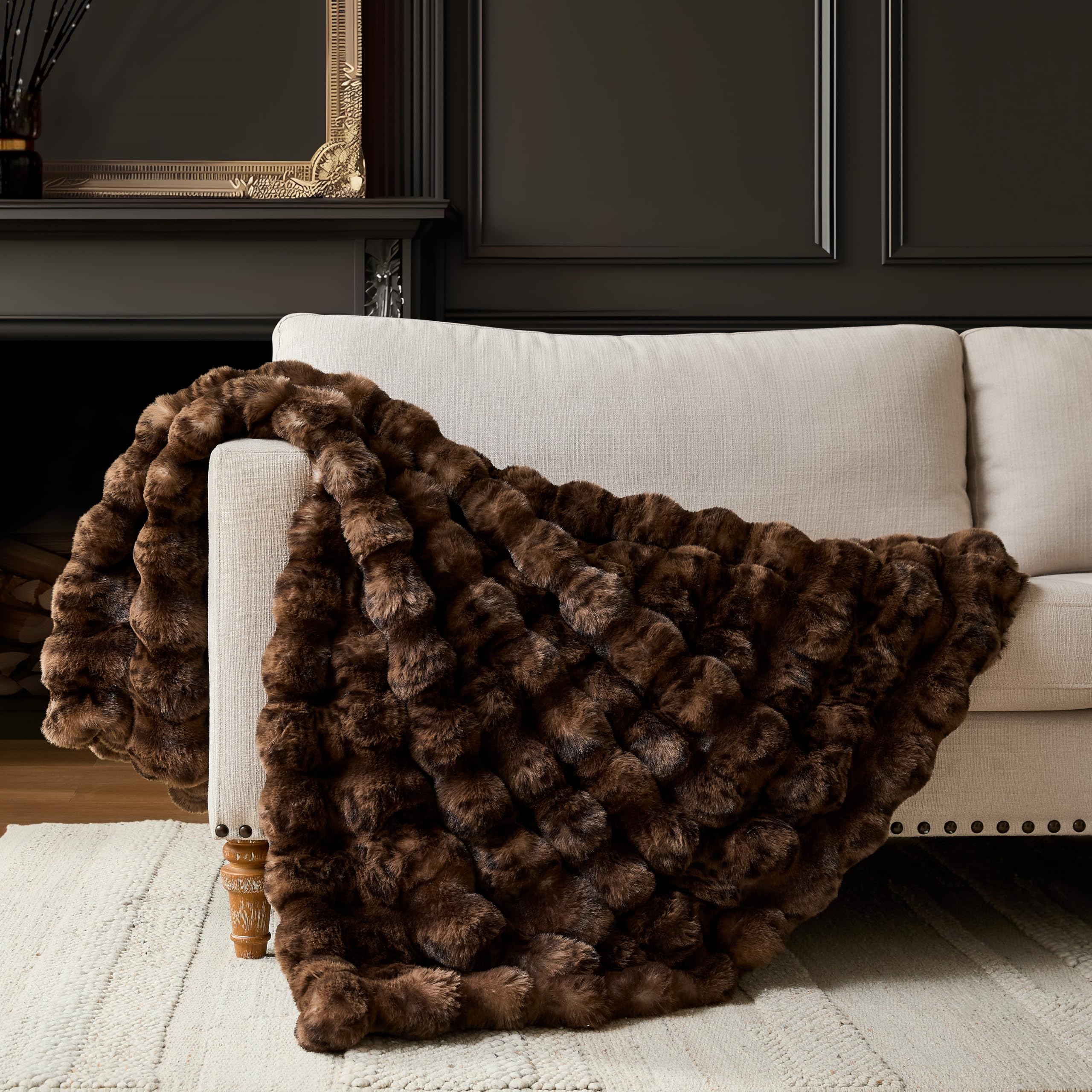 WDCOZY cheetah bubble throw with soft fur for luxurious sofa lounging