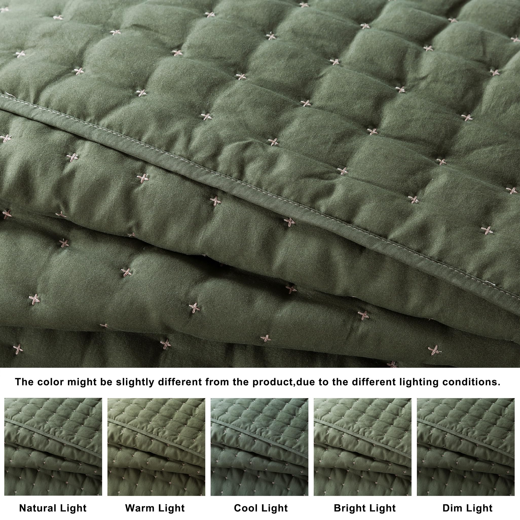 WDCOZY king-size moss green quilt laid on bed for a premium look