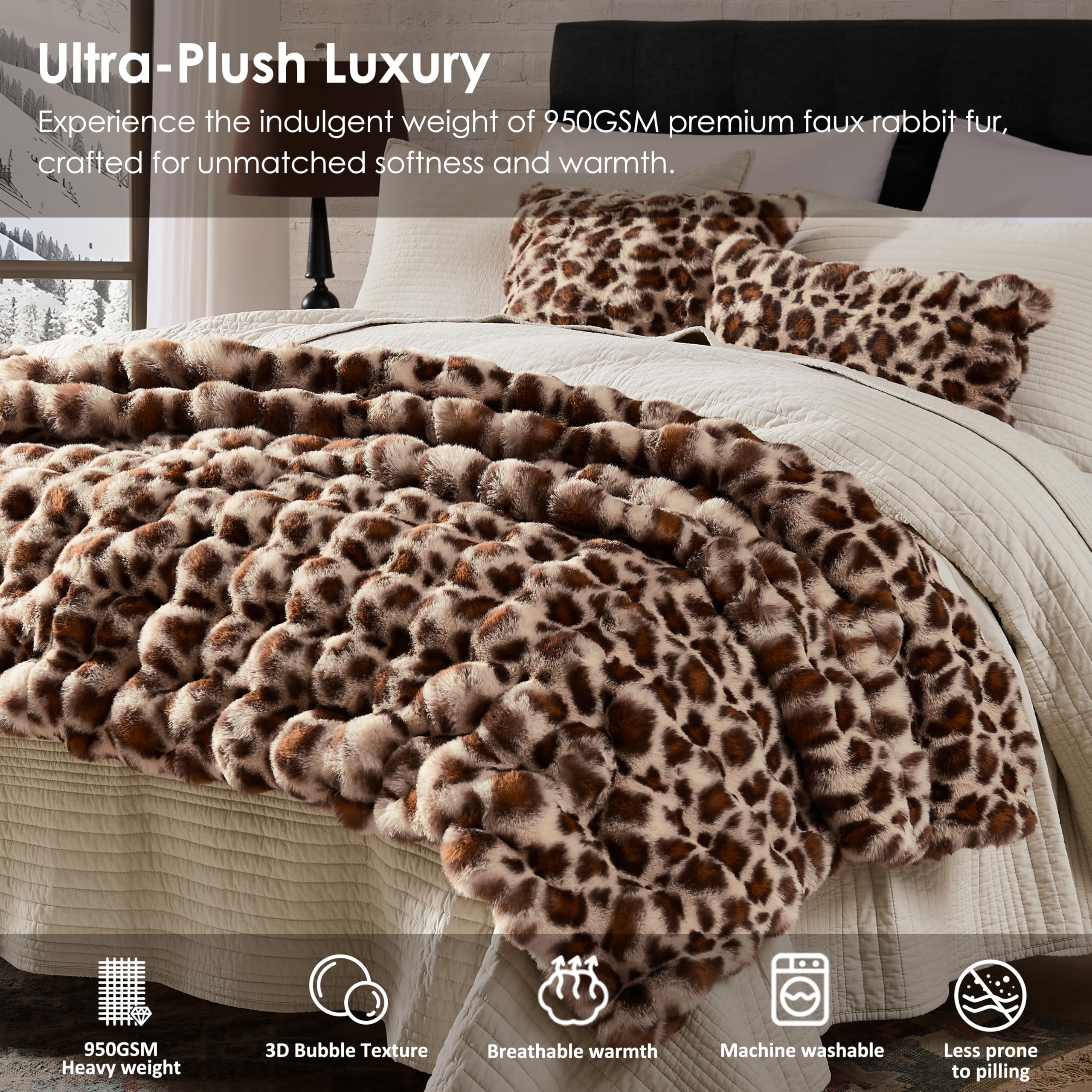 WDCOZY mink faux fur throw drapes elegantly over a couch for instant luxury