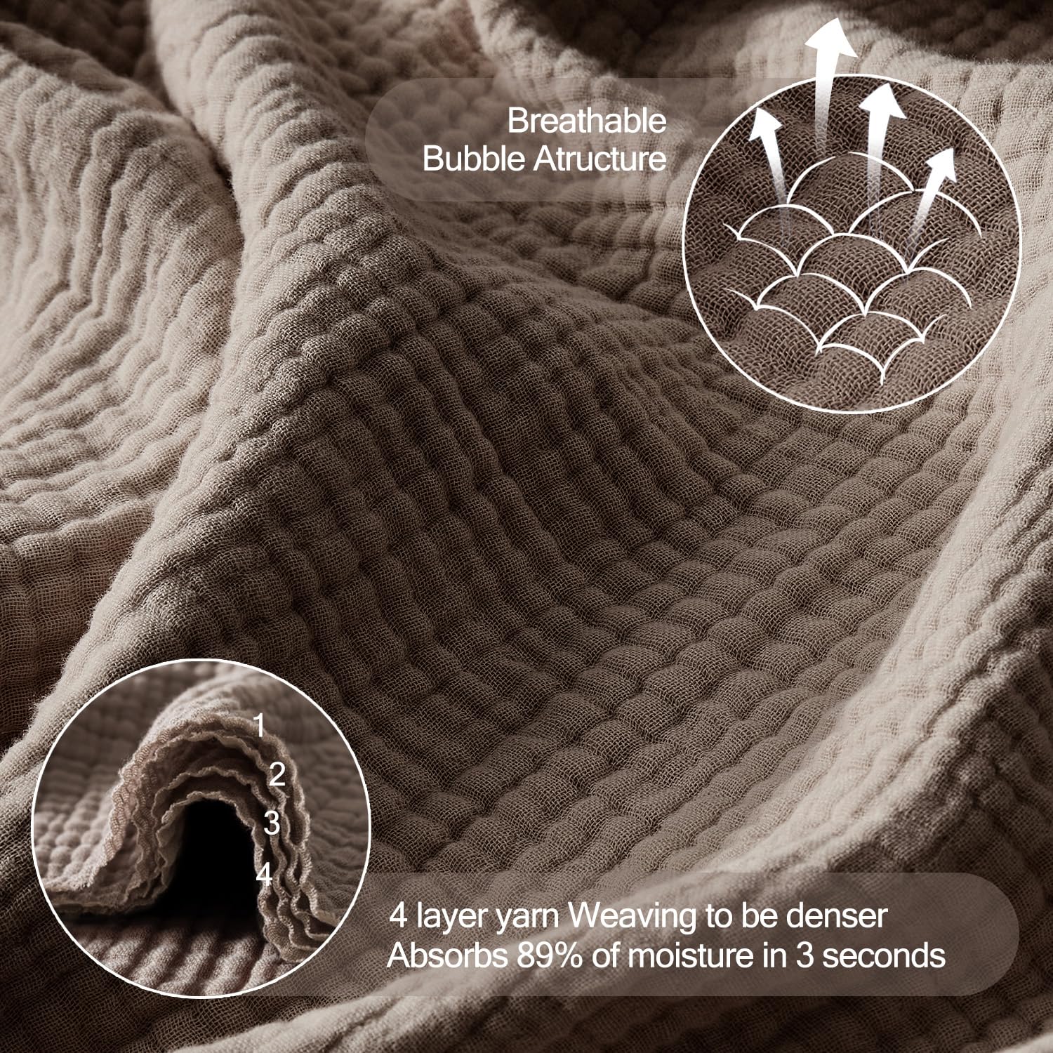 WDCOZY muslin throw blanket draped on bed for cozy ambiance