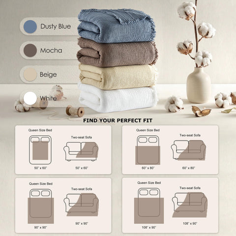 WDCOZY muslin throw blanket durable stitching withstands washes