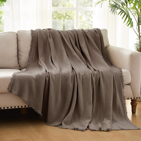 WDCOZY muslin throw blanket tassels detail adds decorative charm