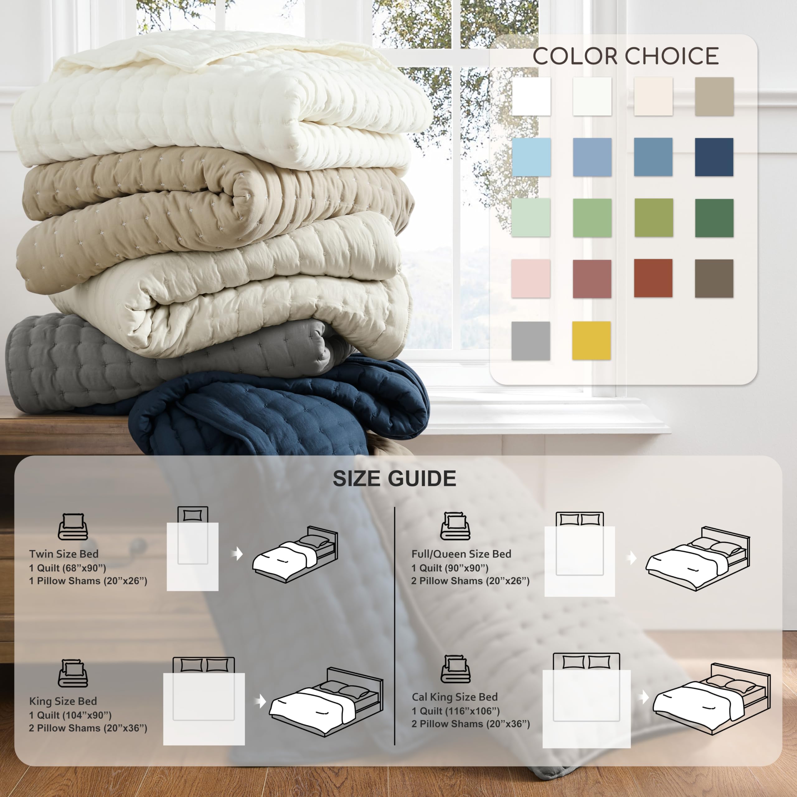 WDCOZY packaging shows quilt and two shams for quick setup.