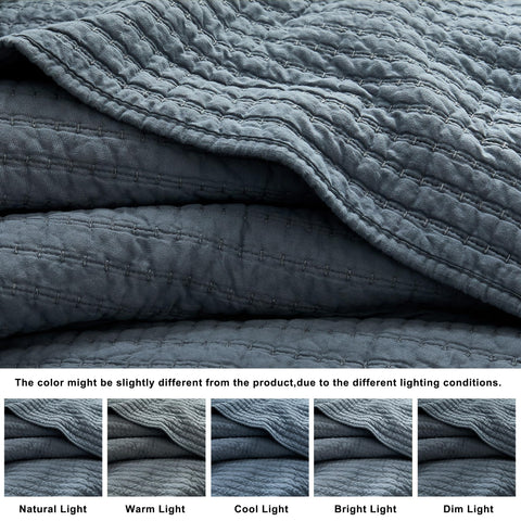 WDCOZY blue-striped pick stitch detail adds rustic farmhouse charm.