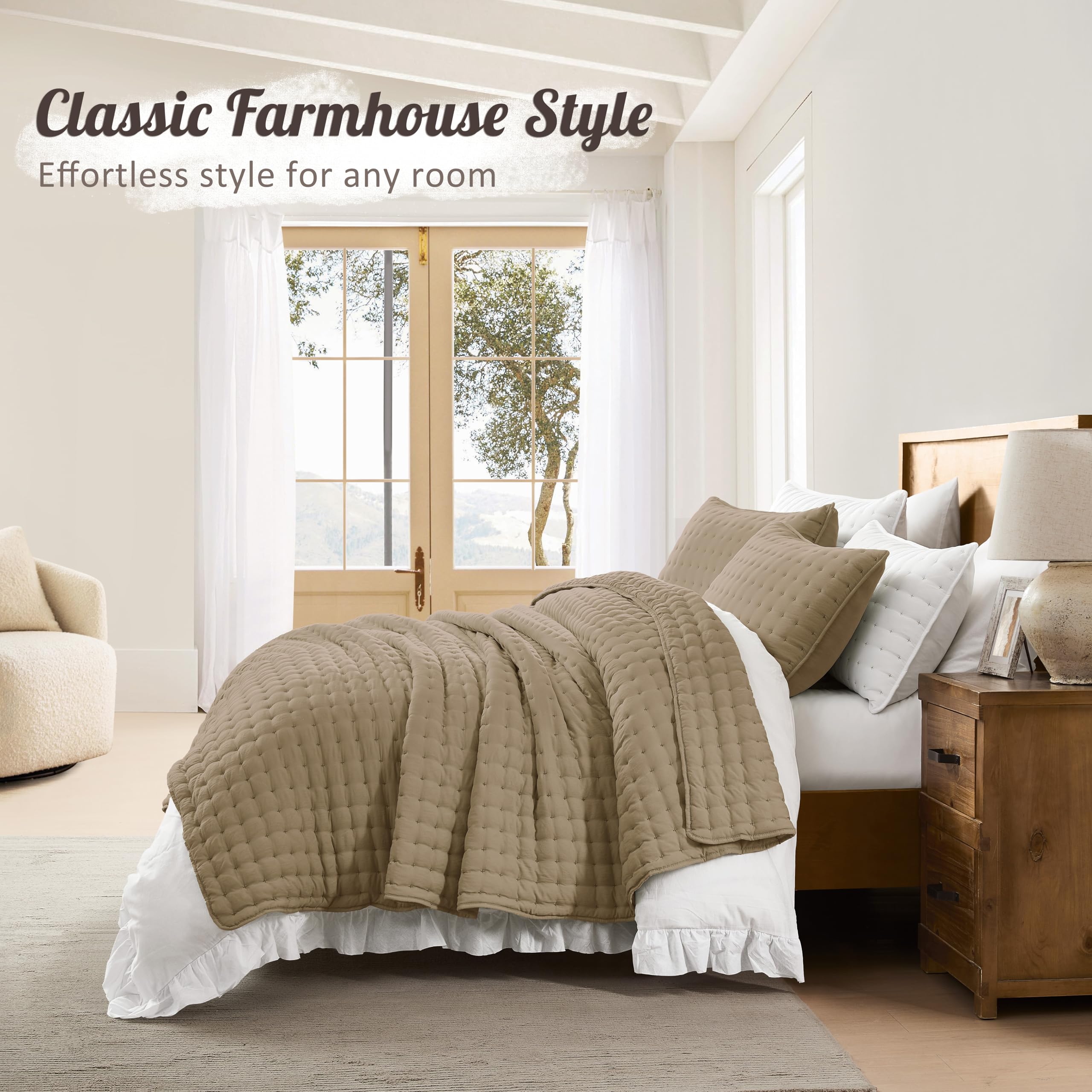 WDCOZY quilted coverlet features a classic stitched texture.