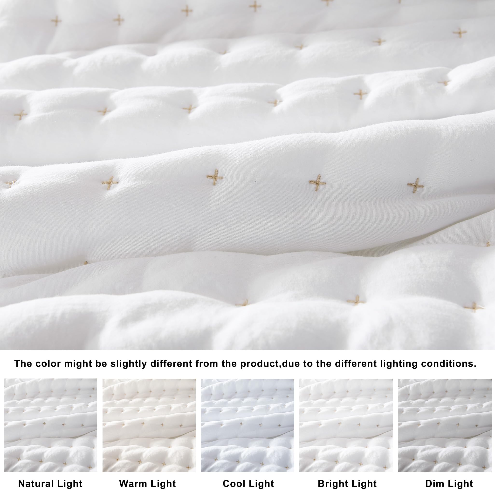 WDCOZY white quilt cross-stitch detail highlights elegant design