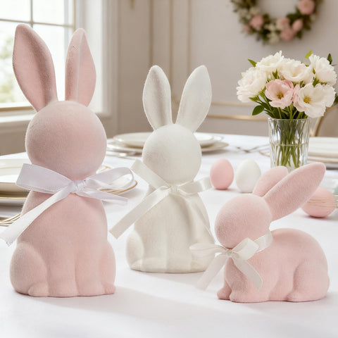 WDS WONDROUS Easter bunny figurines set of three elevates spring tablescape.