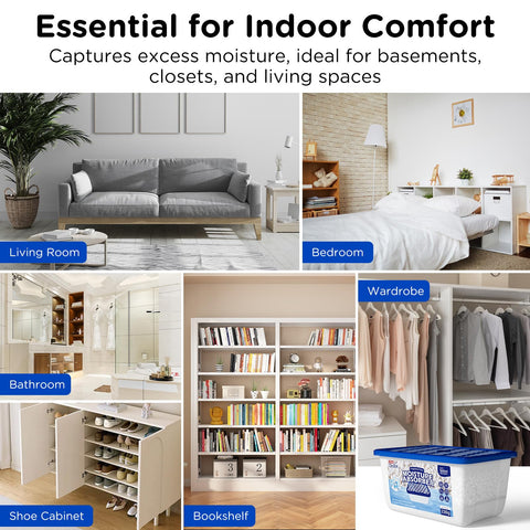 We Choice eco-friendly dehumidification image illustrates a silent, electricity-free solution.