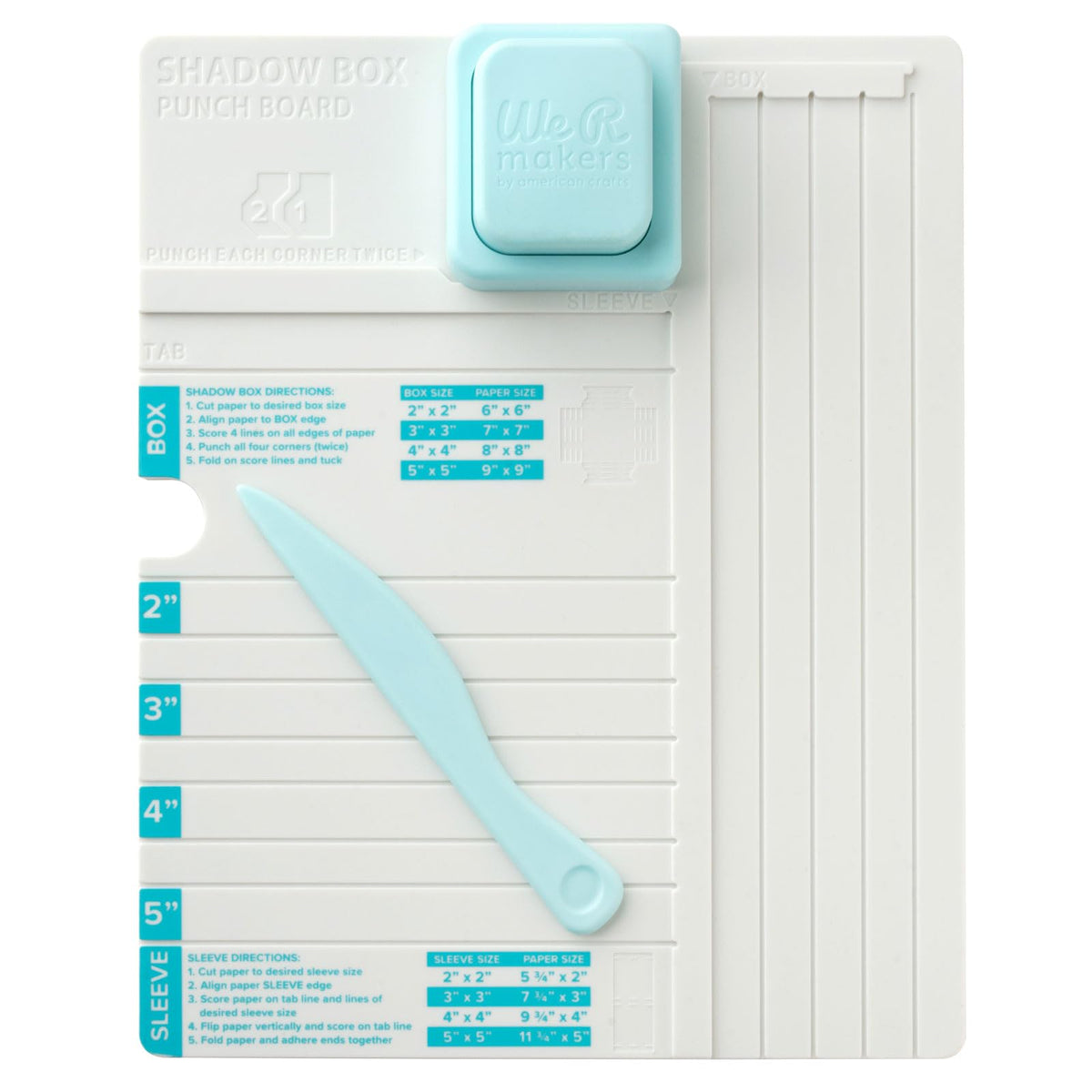 We R Makers Shadow Box Punch Board creates precise 2-inch shadow boxes for gifts.