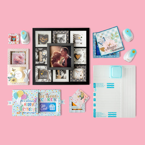 We R Makers Shadow Box Punch Board makes accurate 4-inch shadow boxes for displays.