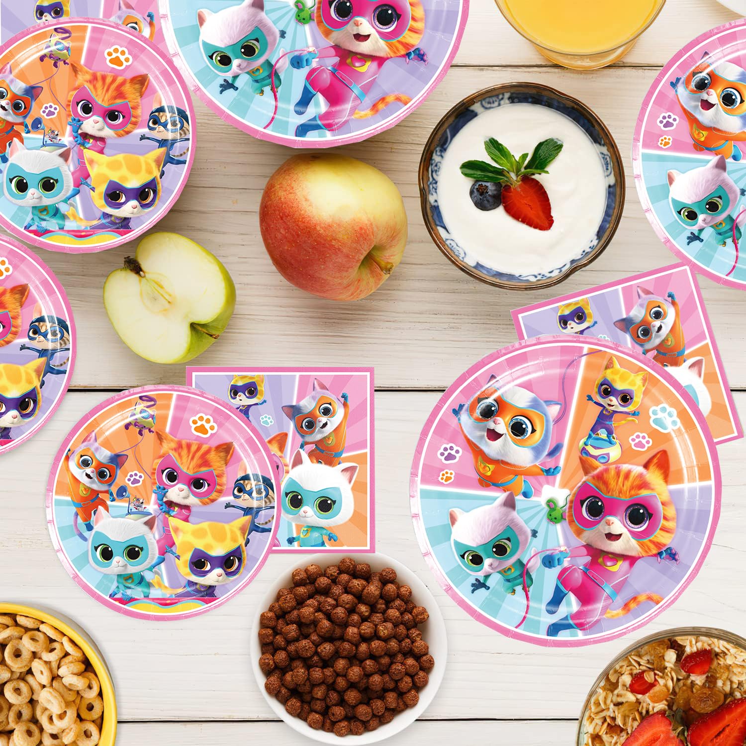 We1Fit Super Kitties party setup image highlights vibrant design and easy cleanup.