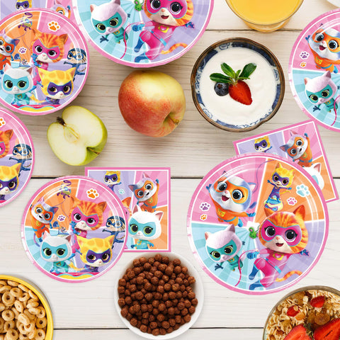 We1Fit Super Kitties party setup image highlights vibrant design and easy cleanup.