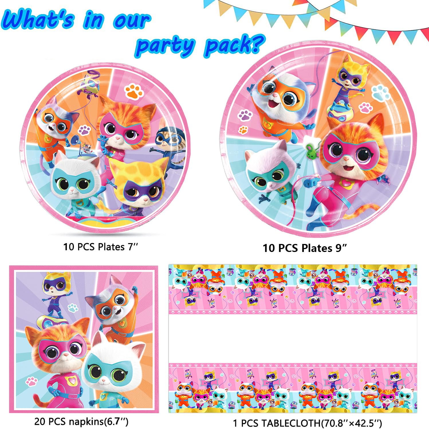 We1Fit Super Kitties 9inch plates add sturdy surface for kid-friendly meals.