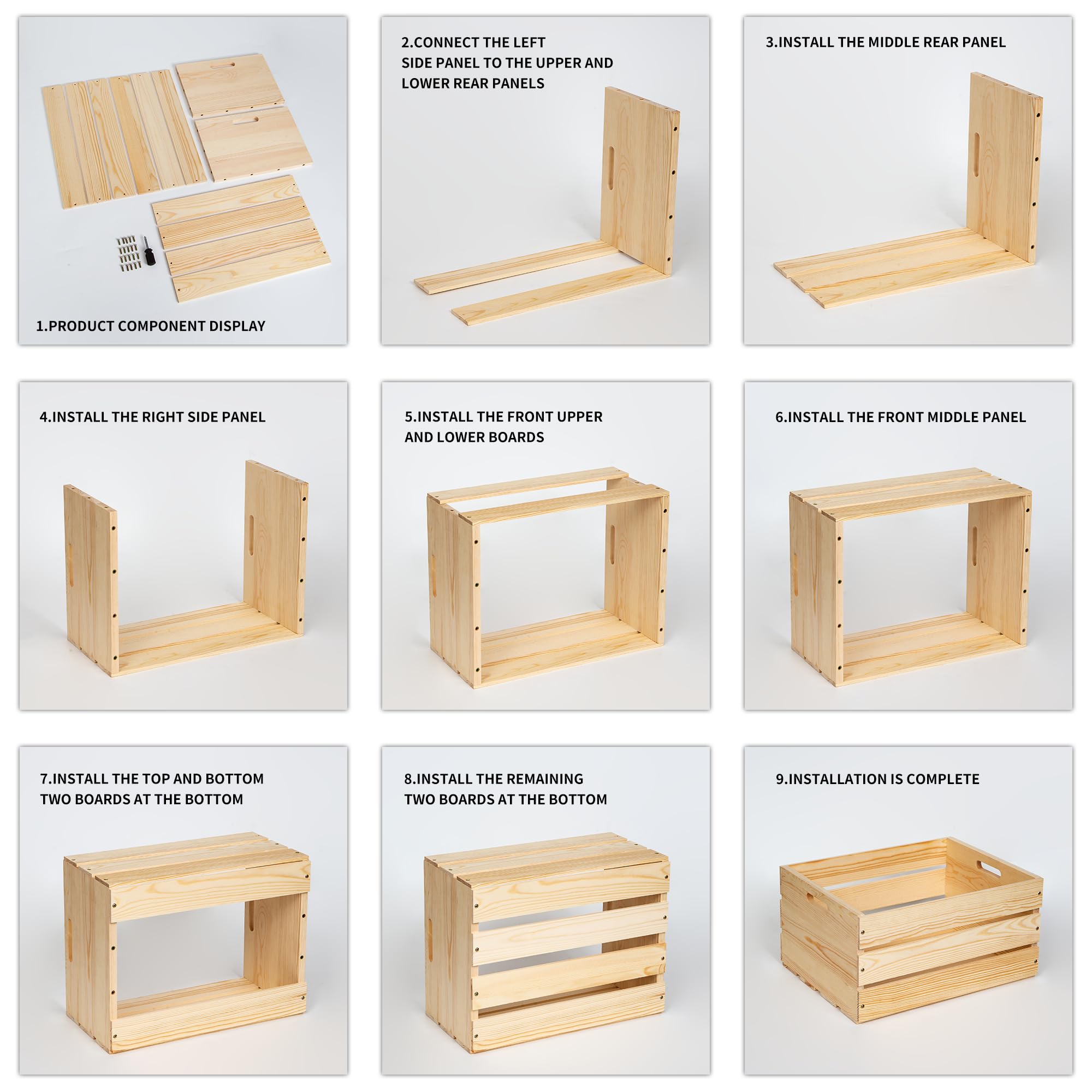 WEASATRY pine wood crate detachable design for easy assembly