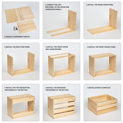 WEASATRY pine wood crate detachable design for easy assembly