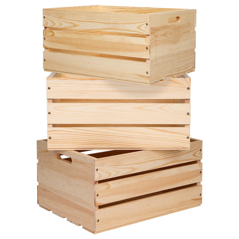 WEASATRY pine wood crate with natural surface texture for rustic storage and display