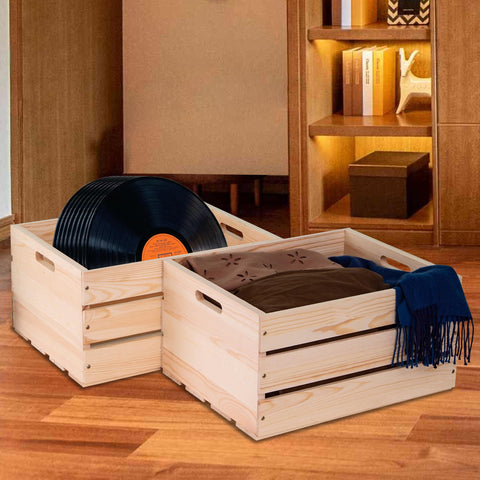 WEASATRY pine wood storage crate with natural grain for elegant decor.