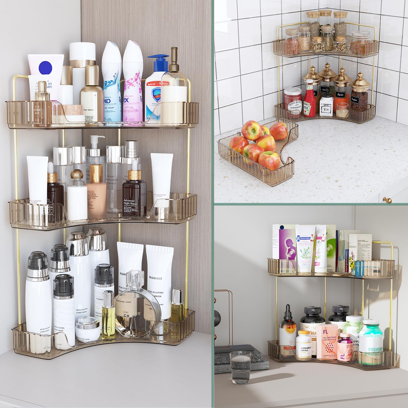 Webetop bottom tier holds bottles up to eight inches tall.