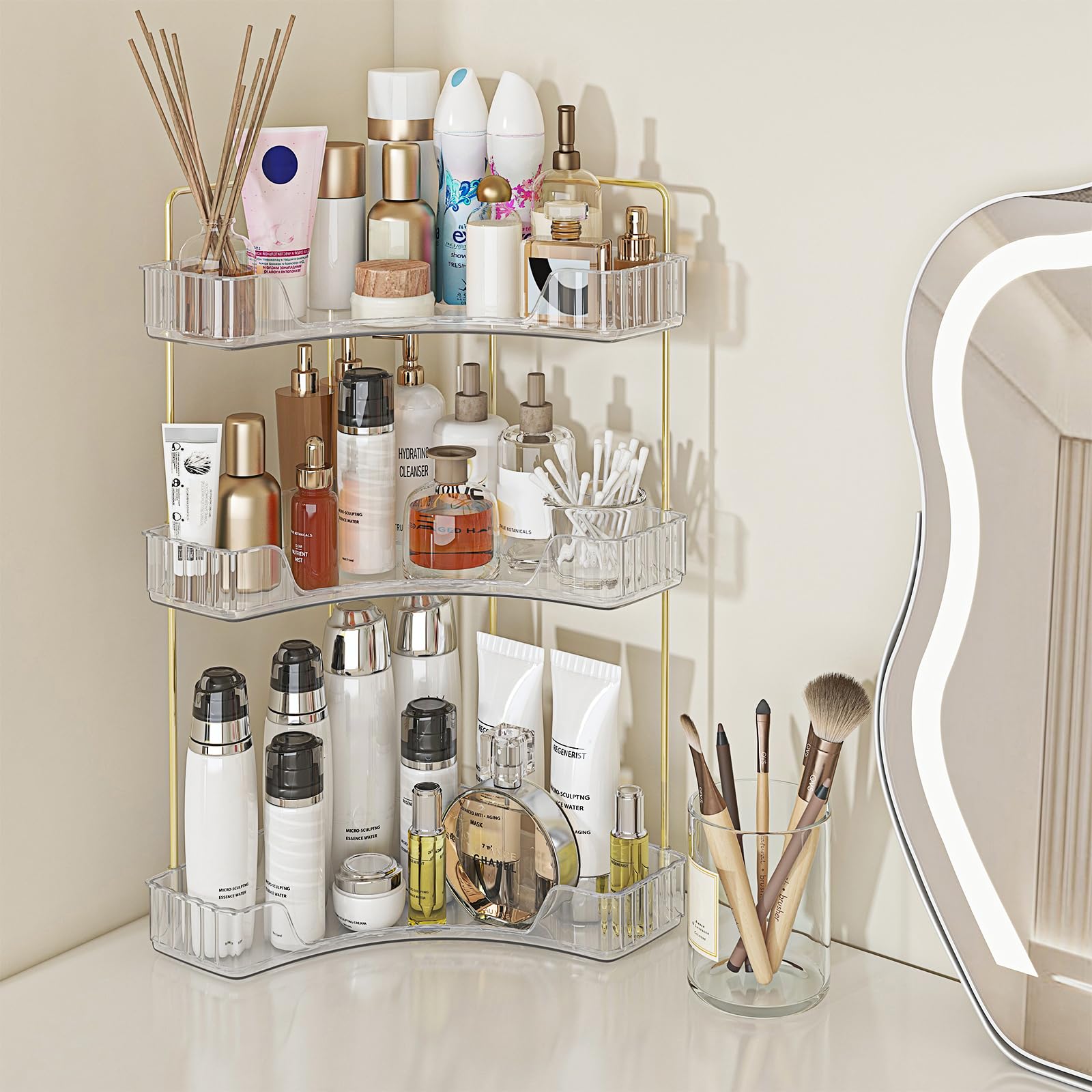 Webetop corner bathroom organizer, three-tier design saving counter space