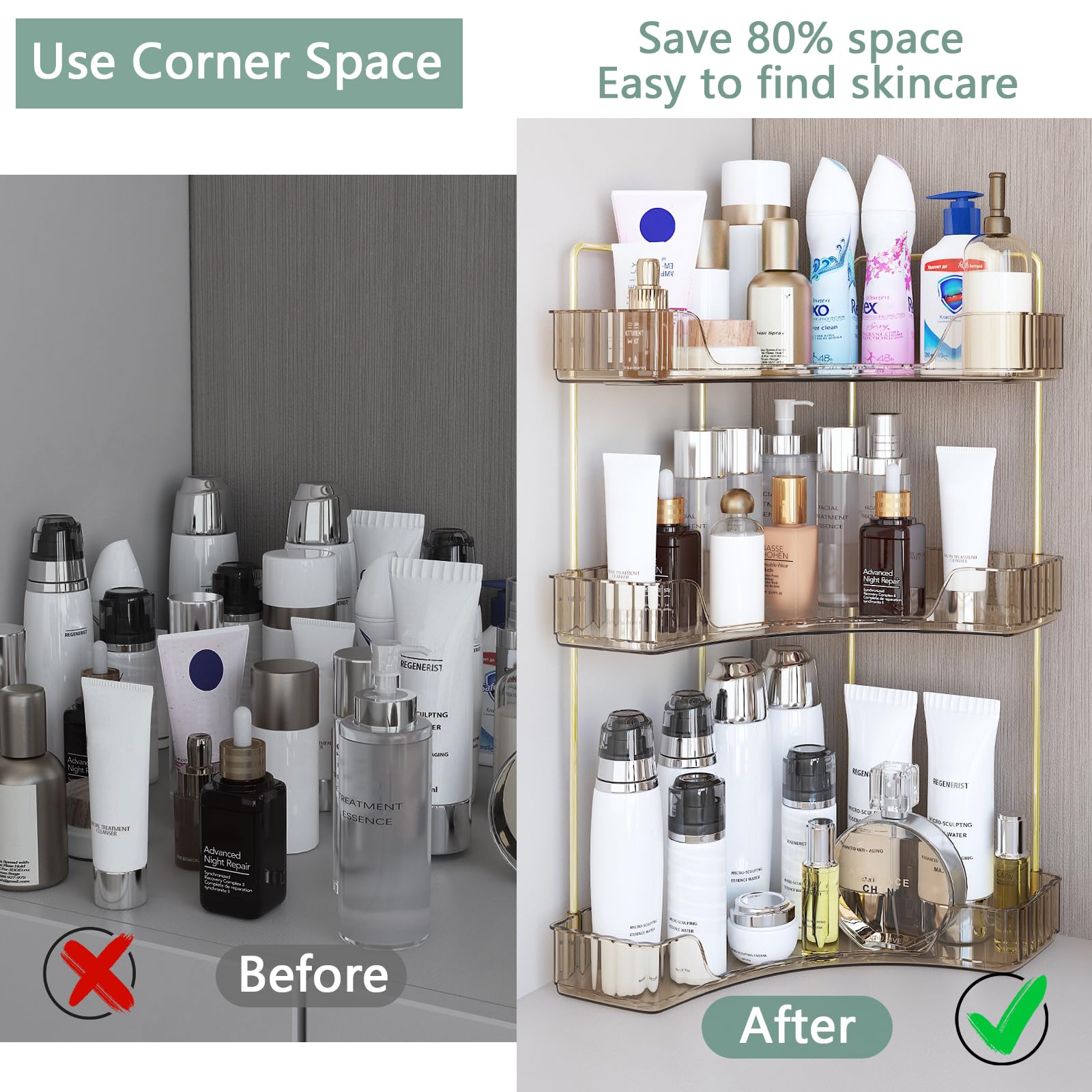 Webetop transparent shelves let you see products at a glance.