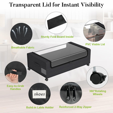 Webetop 30.71x17.32x9.45 inch under-bed bin fits beneath most beds.