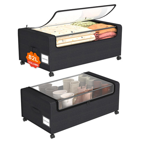 Webetop under-bed storage bin with wheels for easy access in small spaces.