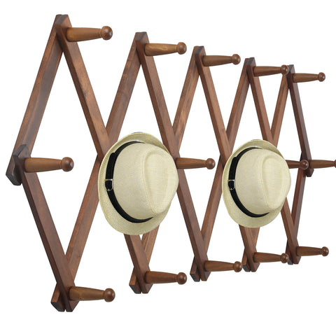 WEBI walnut wood accordion wall hanger full view for organized entryway