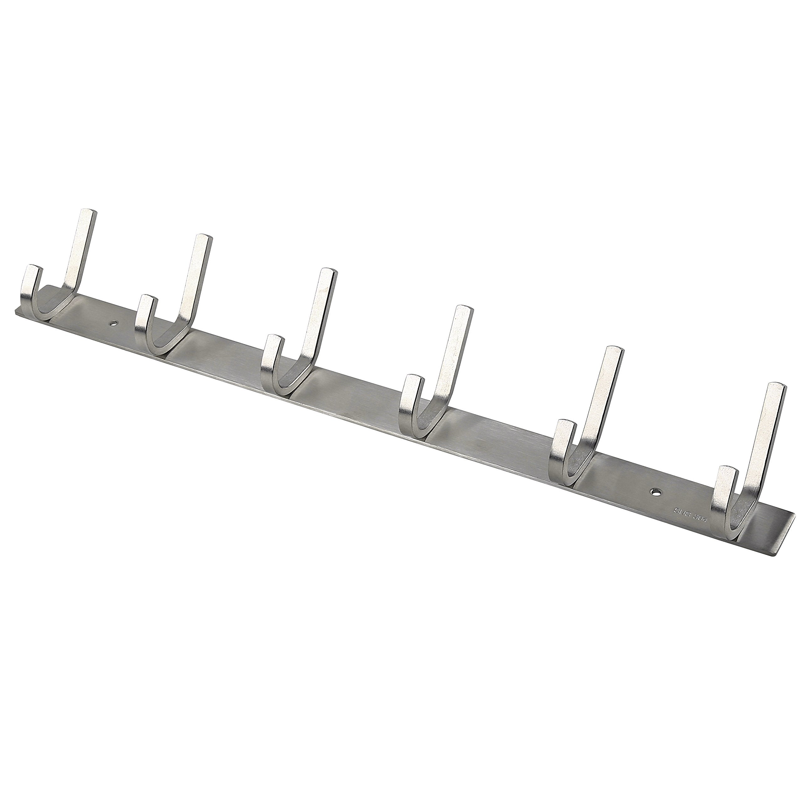 Webi brushed nickel finish wall-mounted coat rack adds minimalist bathroom elegance