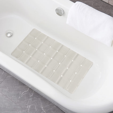 Webos foldable non-slip silicone bath mat beige with foldable design for easy storage and fit.