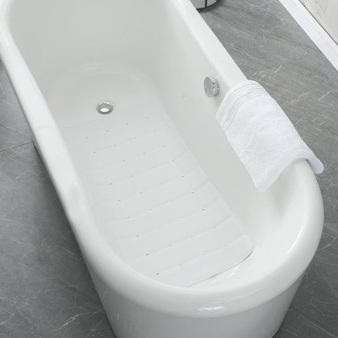 Webos bathtub mat with big drain holes reduces water pooling after baths