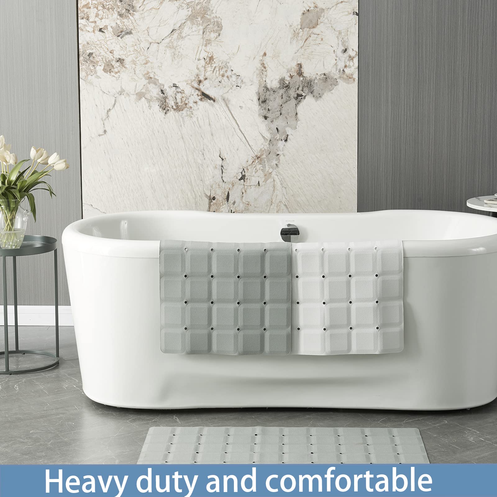 Webos textured tub compatible mat protects refinished surfaces without damage