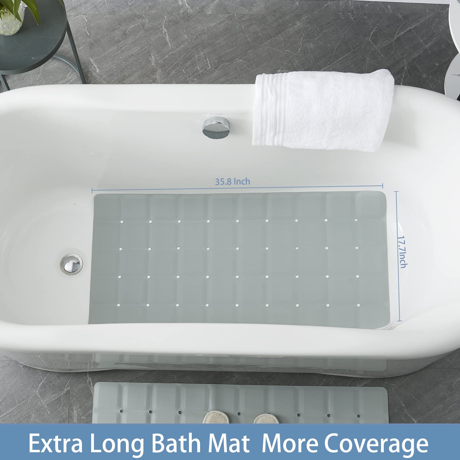 Webos no suction cups design protects refinished tubs while staying in place