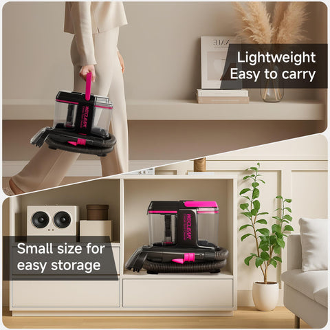 WECLEAN portable carpet cleaner deep-cleaning-solution included for better results.
