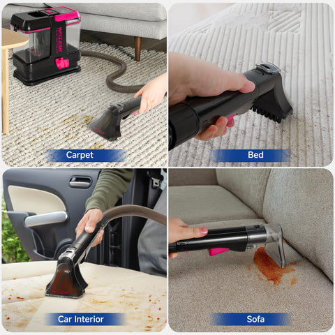 WECLEAN portable carpet cleaner right-angle nozzle reaches tight spaces.
