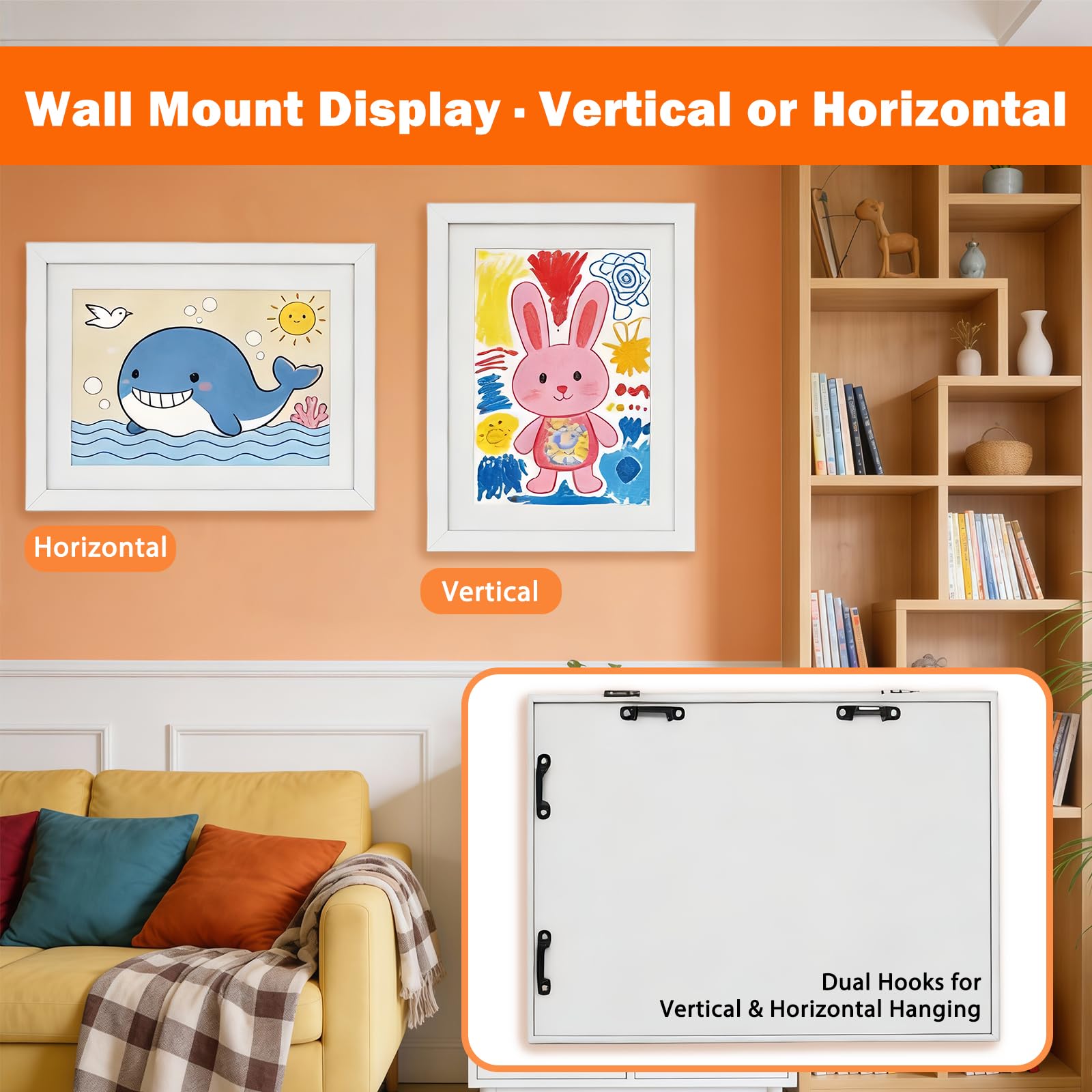 WeePro Kids Art Frames 180-degree opening enables secure display of non-standard sizes.