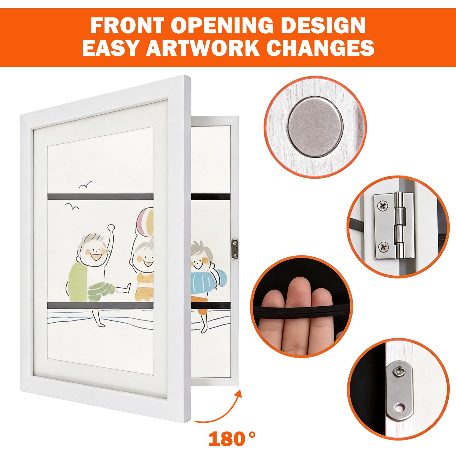 WeePro Kids Art Frames durable MDF with tempered glass for a crystal-clear display.