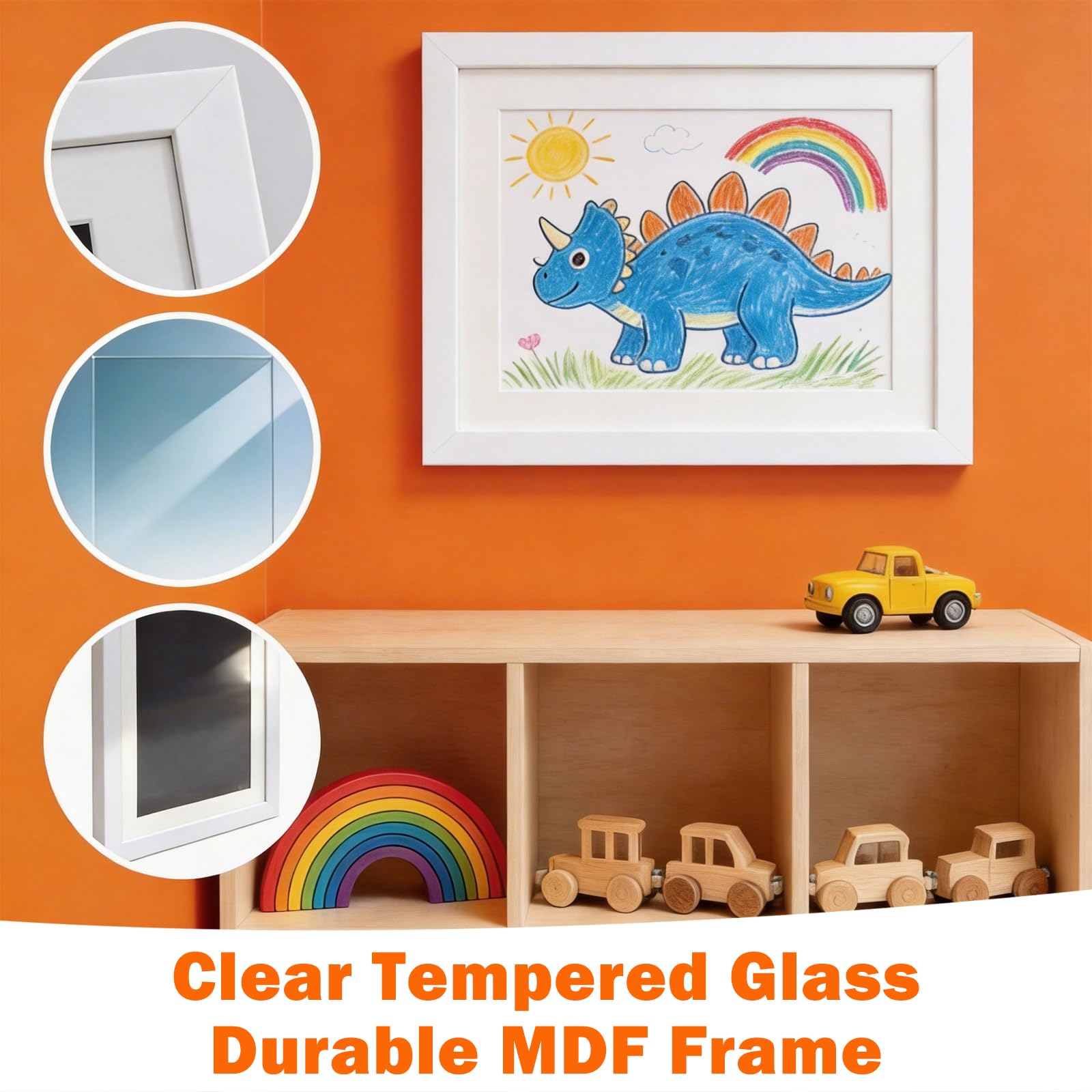 WeePro Kids Art Frames feature magnetic closure for secure, easy changes.